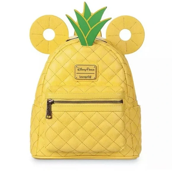 Disney Loungefly Quilted Yellow Pineapple Mini Backpack Bag NWT Loungefly Disney Parks Mickey Dole Whip Pineapple Backpack  main image 2